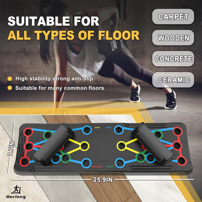 Solid Push Up Board 15 in 1 Home Workout Equipment Multi-Functional Pushup Stands System Fitness Floor Chest Muscle Exercise Professional Equipment Burn Fat Strength Training Arm Men & Women Weights