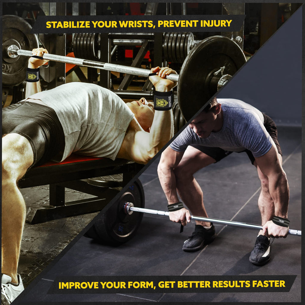 Heavy Duty Wrist Wraps & Lifting Straps – Weightlifting Wrist Wraps for Men with Silicone Grip & Padding – Gym Wrist Straps for Weightlifting