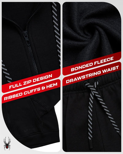 Spyder Mens Tracksuit - 2 Piece Sweatsuit for Men with Zip Up Hoodie & Jogger Sweatpants, Track Suit for Jogging or Warm Up