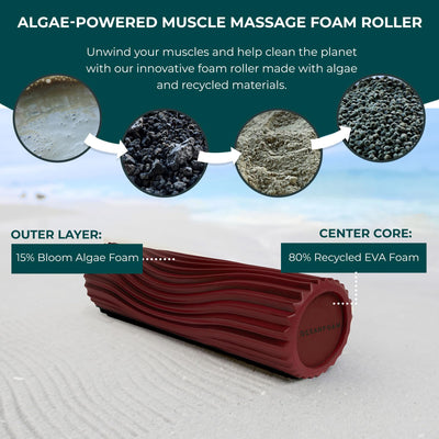 Oceanfoam Tidal Roller - Natural - Muscle Massage Foam Roller for Back Pain & Stretching - Firm and Ergonomic Wide Wave Textured - Yoga, Athletics, & Wellness - Full Size, 20" x 5"