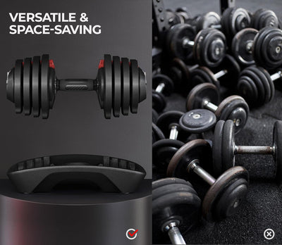 Yaheetech Adjustable Dumbbell Set 28/40/52.5/90LBS Adjustable Dumbbells Fast Adjust Dumbbell Weight Set with Anti-Slip Handle and Tray for Men/Women Home Gym Strength Training Equipment Single/Pair