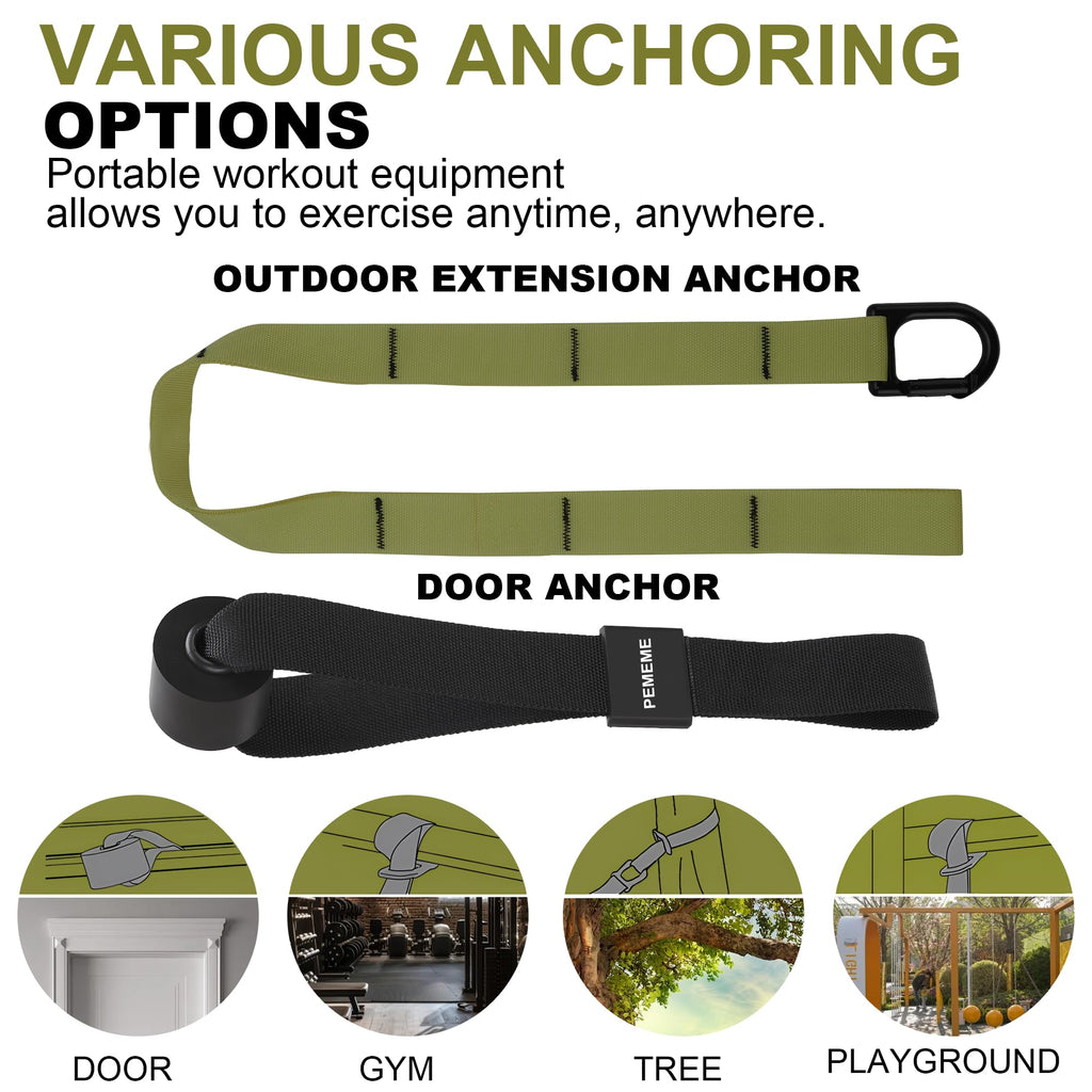 Home Resistance Training Kit | Full-Body Workout with Suspension Trainer Straps, Door Anchor, Handles, and Carrying Bag | Complete Home Gym Equipment