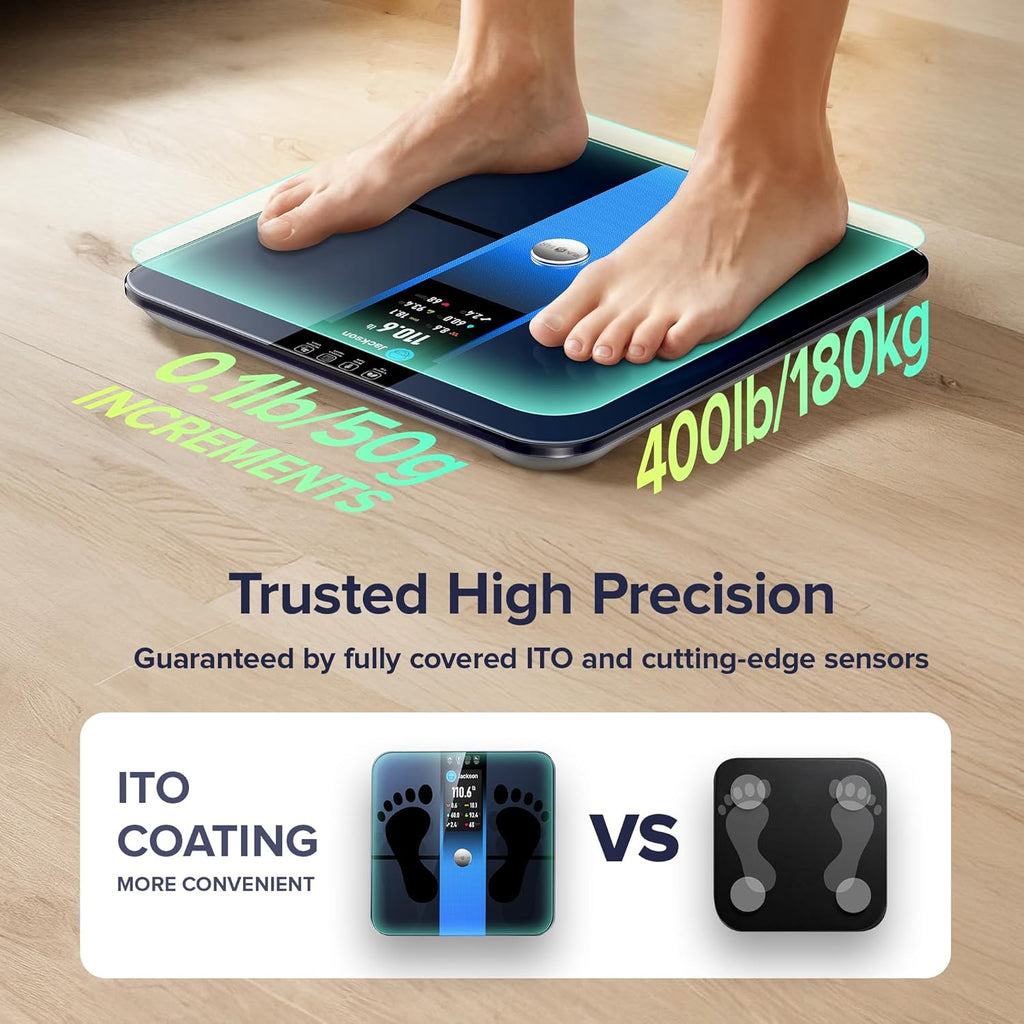 RunStar Scale for Body Weight, Precision Digital Bathroom Smart Scale with 3.5" TFT Color Large Display for BMI Muscle Mass Heart Rate, 22 Body Composition Analyzer Sync APP, 400lb