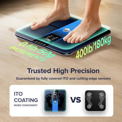 RunStar Scale for Body Weight, Precision Digital Bathroom Smart Scale with 3.5" TFT Color Large Display for BMI Muscle Mass Heart Rate, 22 Body Composition Analyzer Sync APP, 400lb