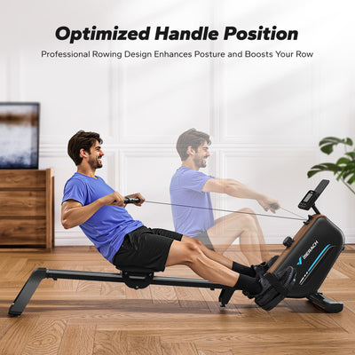 MERACH Rowing Machines for Home, Powerful Electromagnetic Row Machine with 51.2" Extended Rail, 16-Level Handle Resistance Adjustment Rower, 350 LBS Load Capacity, Ergonomic Comfort Seat, Easy Storage