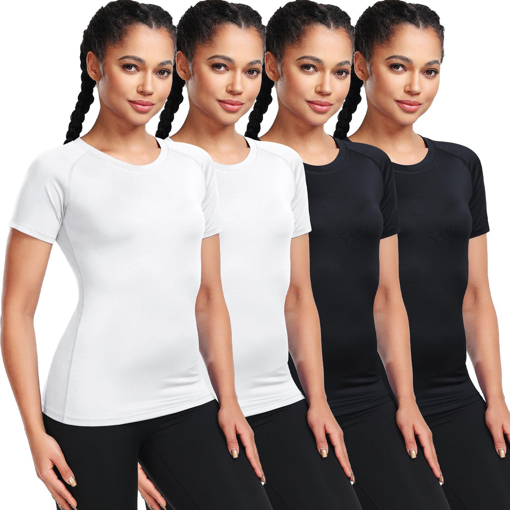 CADMUS 3/4/5 Pack Women's Compression Shirt Running Athletic T-Shirts Workout Tops Baselayer Short Sleeve Yoga Gym Sports
