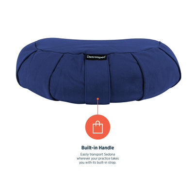 Retrospec Sedona Zafu Meditation Cushion with Buckwheat Hull Fill - Adjustable Yoga & Pilates Equipment Support - 17in Crescent Cotton Cover