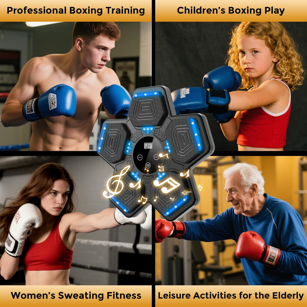 2025 Music Boxing Machine for Adults and Kids, Smart Bluetooth Boxing Training Equipment with Gloves Wall Mounted, Workout Punching Machine for Home,Office and Gym