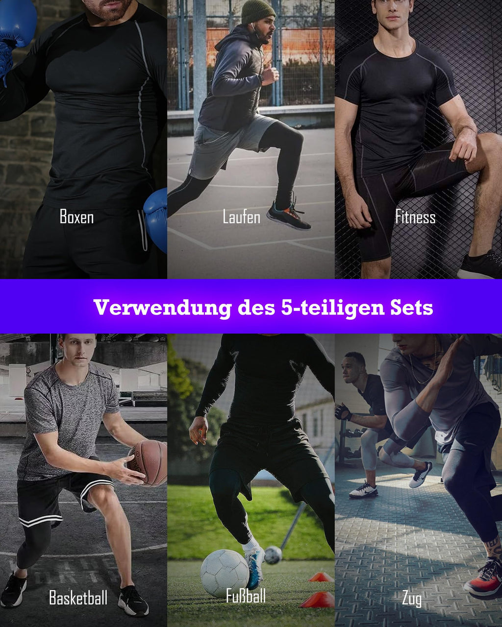 BOOMCOOL 5PCS Gym Clothes for Men Workout Sets