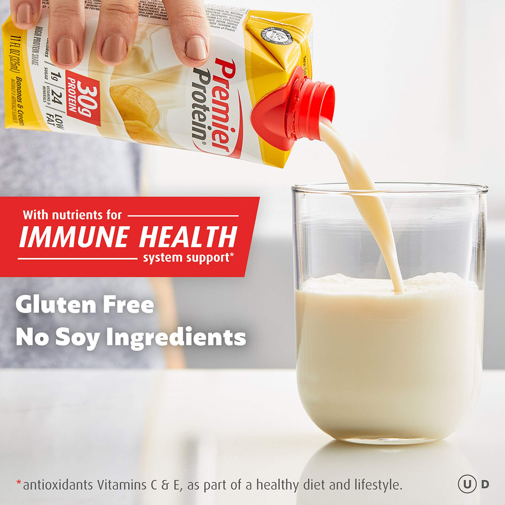Premier Protein Shake, Vanilla, 30g Protein, 1g Sugar, 24 Vitamins & Minerals to Support Immune Health, 11 fl oz, Pack of 12 (Packaging May Vary)