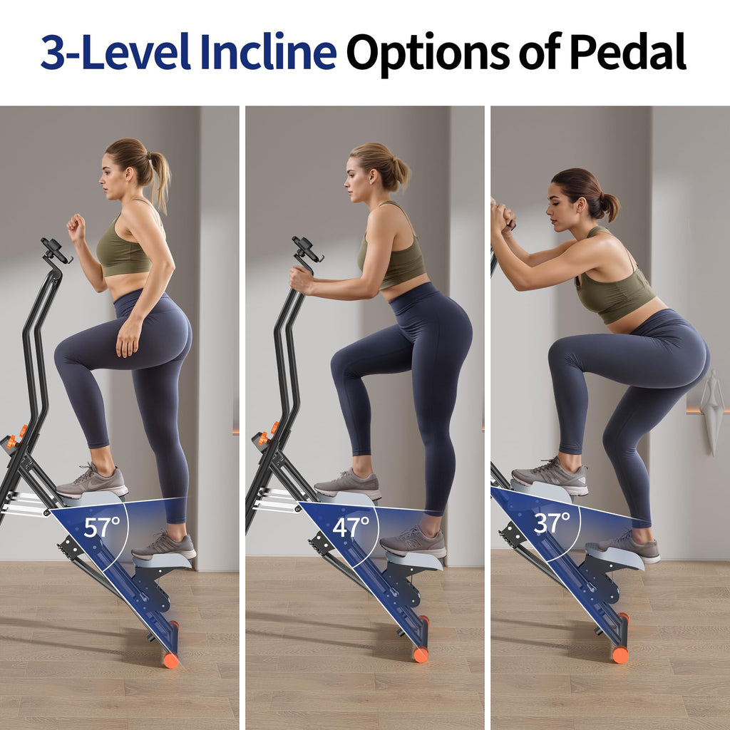 Stair Stepper for Home, Upgraded Vertical Climber Machine for Full-Body Workout, Compact Folding Cardio Exercise Climber, Resistance Adjustable Handlebar & Pedals