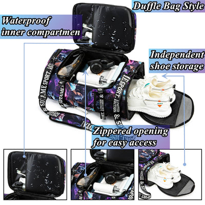 Gym Duffle Bag Backpack with Shoe Compartment,4 ways Travel Backpack for Women and Men,Multi-Functional Weekender bag with Waterproof Layer&Laptop Compartment for Fitness, Travel,Camping