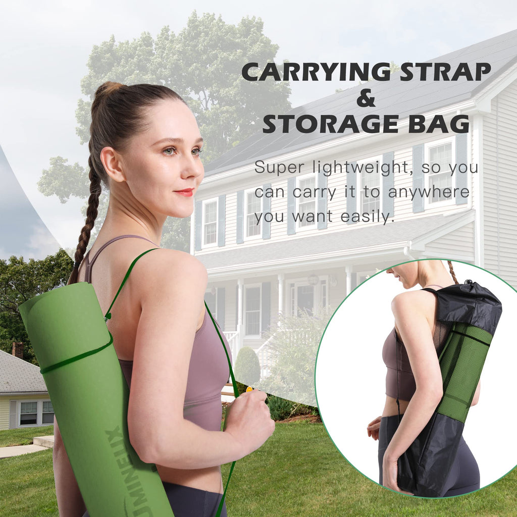 Yoga Mat Non Slip, Pilates Fitness Mats, Eco Friendly, Anti-Tear 1/4" Thick Yoga Mats for Women, Exercise Mats for Home Workout with Carrying Sling and Storage Bag