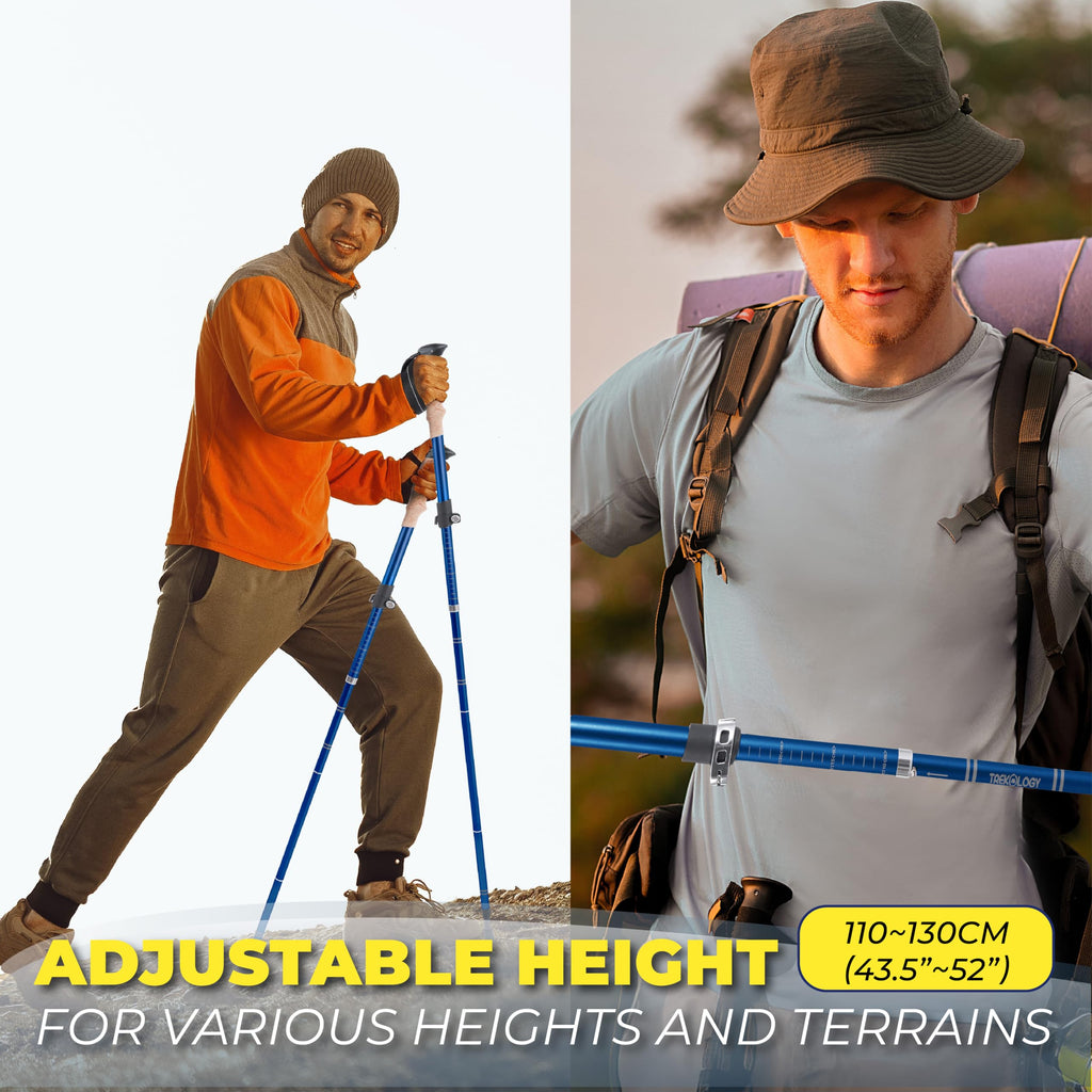 TREKOLOGY Trekking Poles – Lightweight, Adjustable Hiking Sticks for Men & Women – Durable Aluminum, Compact & Foldable with Comfortable Grip – Perfect for Hiking, Walking & Seniors, TREKZ XE