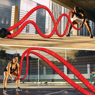 Battle Ropes for Home Gym Exercise: 1 Inch Diameter 9.2 FT Length Workout Rope Exercise Rope Training Ropes with Protective Sleeve for Kids Men Women Exercise Fitness & Strength Training