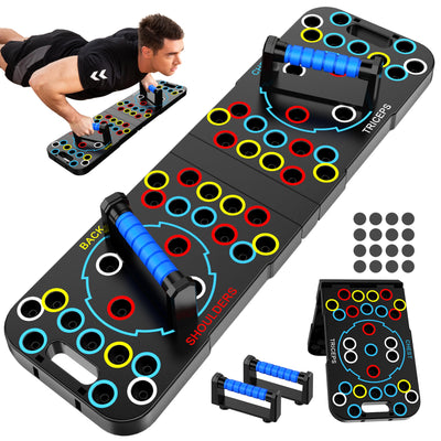 Solid Push Up Board 15 in 1 Home Workout Equipment Multi-Functional Pushup Stands System Fitness Floor Chest Muscle Exercise Professional Equipment Burn Fat Strength Training Arm Men & Women Weights