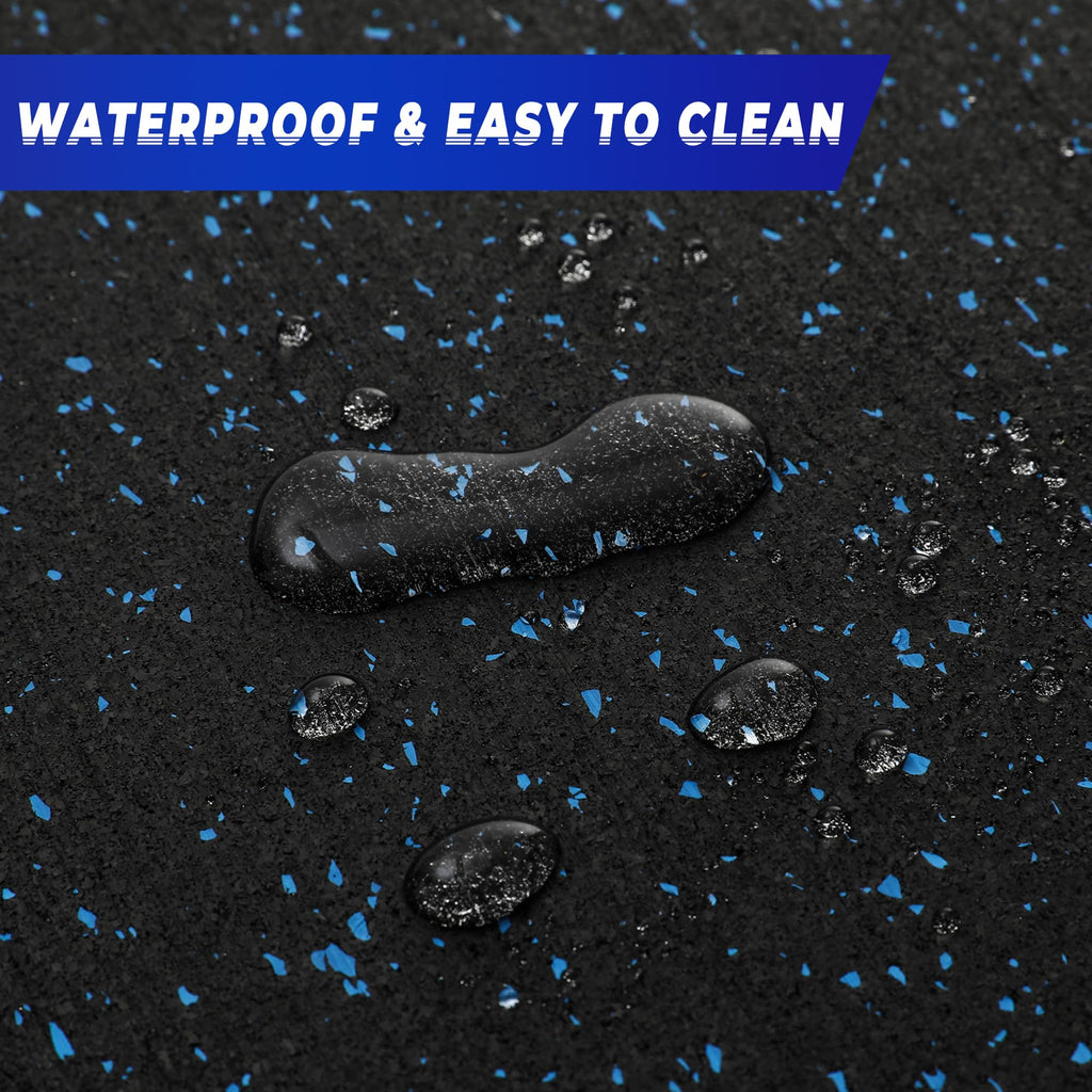 SUPERJARE 0.56'' Thick 12 Pcs 48 Sq Ft Rubber Top Exercise Equipment Mats, High Density EVA Foam Mats with Rubber Top, Interlocking Gym Flooring for Home Gym, Protective Workout Mat, Black/Grey