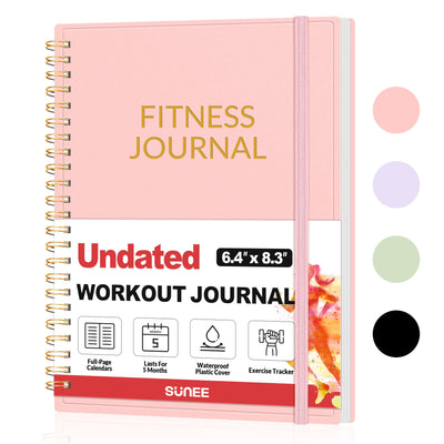 Fitness Journal Workout Planner for Women & Men, A5 (6.4" x 8.3") Workout Journal Log Book Planner Gift for Track Gym Essentials, Home Workouts, Track Progress, Achieve Wellness Goals, Pink