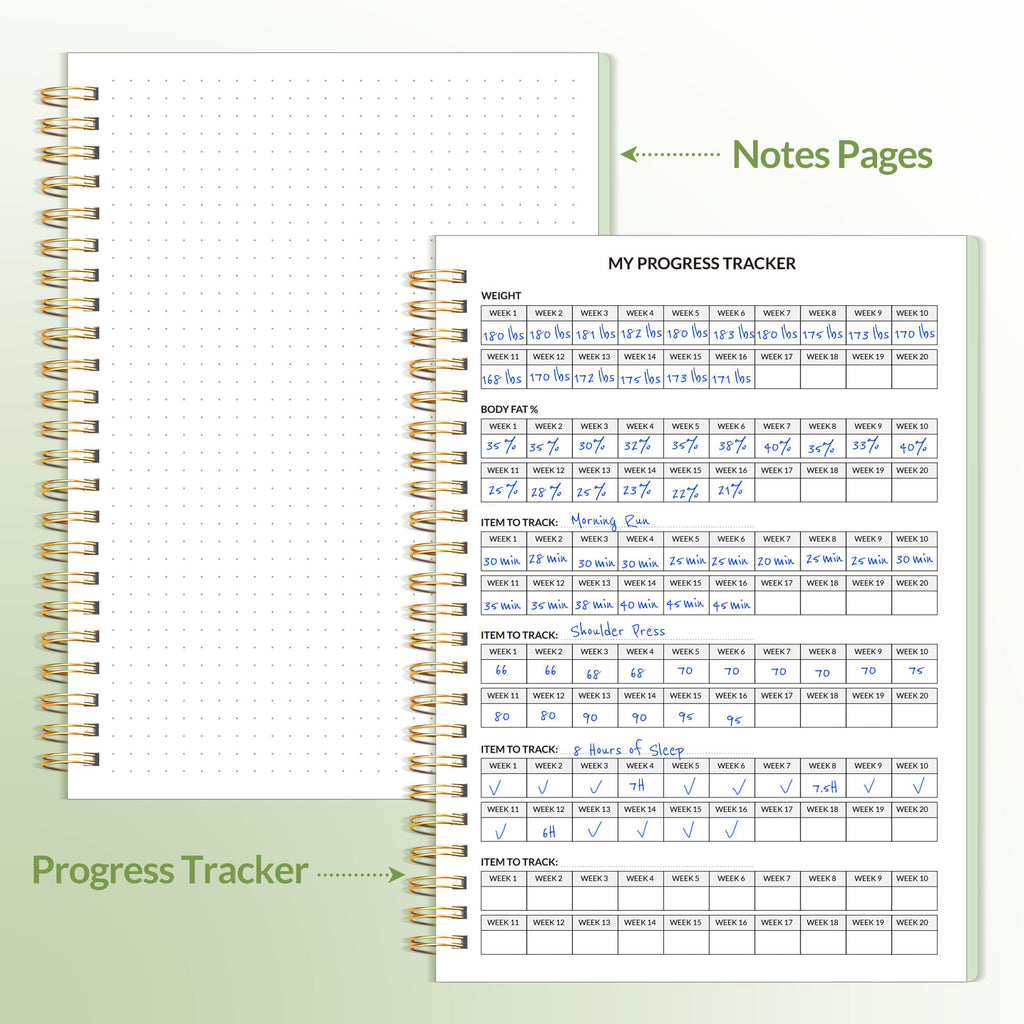 Fitness Journal Workout Planner for Women & Men, A5 (6.4" x 8.3") Workout Journal Log Book Planner Gift for Track Gym Essentials, Home Workouts, Track Progress, Achieve Wellness Goals, Pink