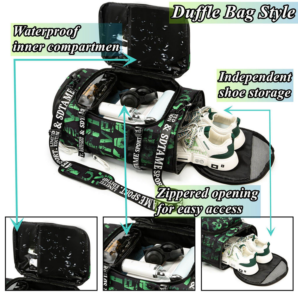 Gym Duffle Bag Backpack with Shoe Compartment,4 ways Travel Backpack for Women and Men,Multi-Functional Weekender bag with Waterproof Layer&Laptop Compartment for Fitness, Travel,Camping