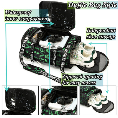 Gym Duffle Bag Backpack with Shoe Compartment,4 ways Travel Backpack for Women and Men,Multi-Functional Weekender bag with Waterproof Layer&Laptop Compartment for Fitness, Travel,Camping