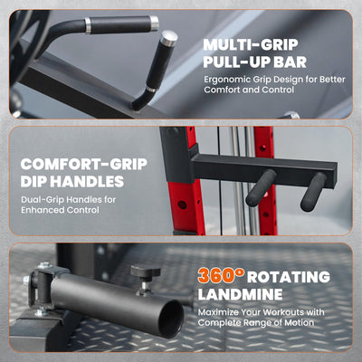 Smith Machine Home Gym with Aluminum Pulley Set- 2000lbs Capacity All-in-One Power Rack with Cable Crossover, Pull-Up Bar & Dip Station, Includes 18 Attachments, P107 Anvil