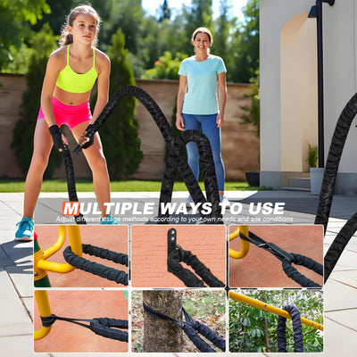 Battle Ropes for Home Gym Exercise: 1 Inch Diameter 9.2 FT Length Workout Rope Exercise Rope Training Ropes with Protective Sleeve for Kids Men Women Exercise Fitness & Strength Training
