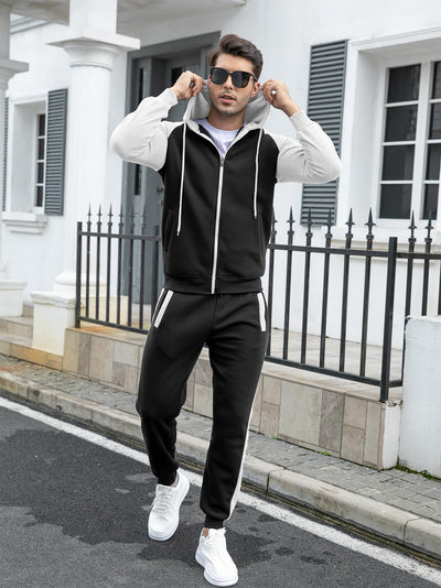 Men's Tracksuit 2 Pieces Set Zip Up Hoodie Sweatsuits Athletic Jogging Suit Set Casual Outfit with Pockets