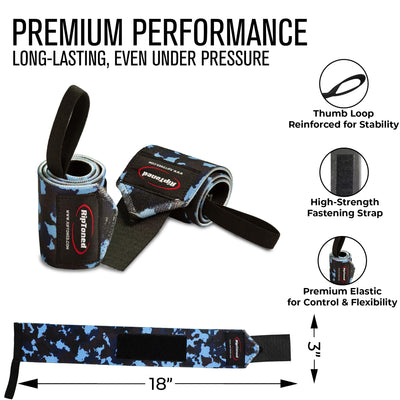 Rip Toned 18” Wrist Wraps - USPA Endorsed Wrist Straps for Weightlifting - Quality Wrist Support - Adjustable, Durable, Machine Washable - Gym Wraps for Powerlifting - for Men & Women