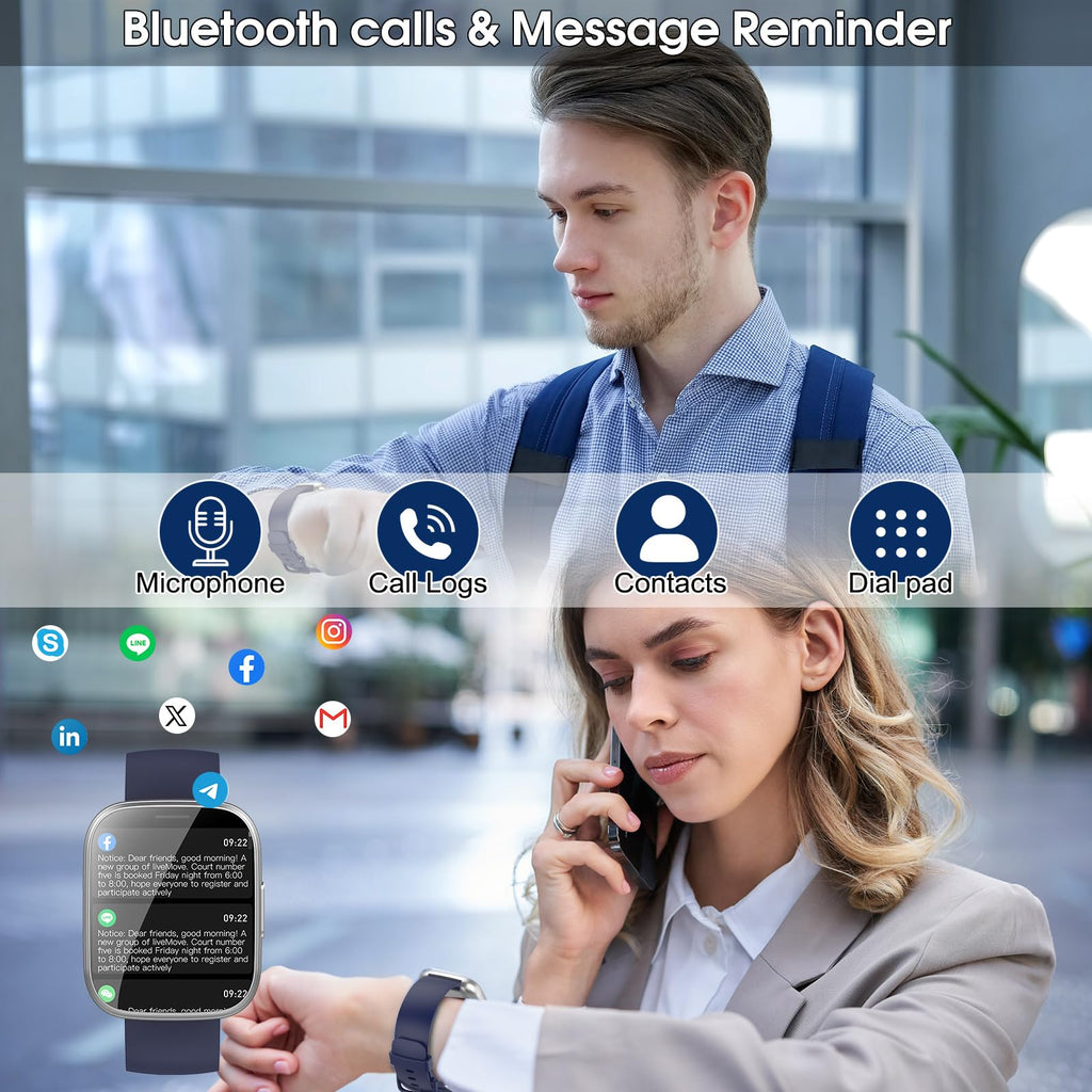 Smart Watch for Men Women(Answer/Make Calls), 1.95" HD Touch Screen Fitness Watch with Sleep Heart Rate Monitor, 110+ Sports Modes, IP68 Waterproof Activity Trackers Compatible with Android iOS, Black