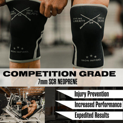Knee Sleeves for Weightlifting & Powerlifting (7mm Pair) For Men & Women - Knee Wraps for Weight Lifting, Squats, Fitness, Gym Workout, Crossfit - IPF Approved Knee Compression Sleeve Support
