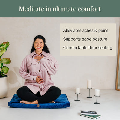 Mindful & Modern Zabuton Meditation Mat - Cotton Filled Yoga and Meditation Pad - Zabuton Meditation Cushion for Kneeling and Sitting Support - Large Rectangular Sitting Floor Pillow for Bench or Zafu