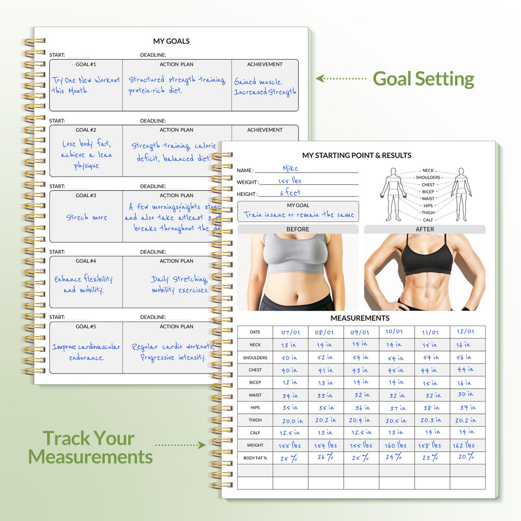 Fitness Journal Workout Planner for Women & Men, A5 (6.4" x 8.3") Workout Journal Log Book Planner Gift for Track Gym Essentials, Home Workouts, Track Progress, Achieve Wellness Goals, Pink