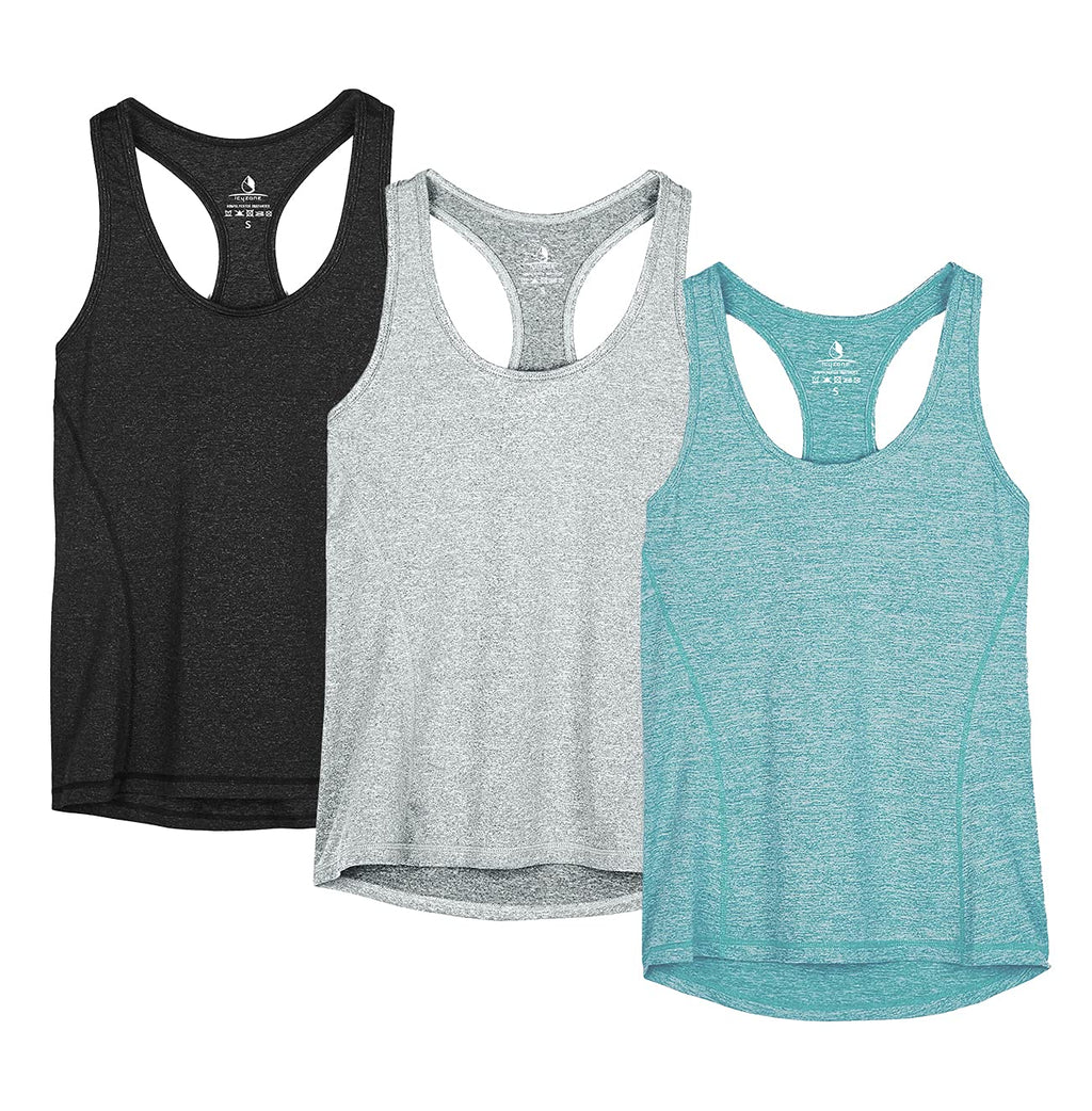 icyzone Women's Racerback Workout Athletic Running Tank Tops (Pack of 3)