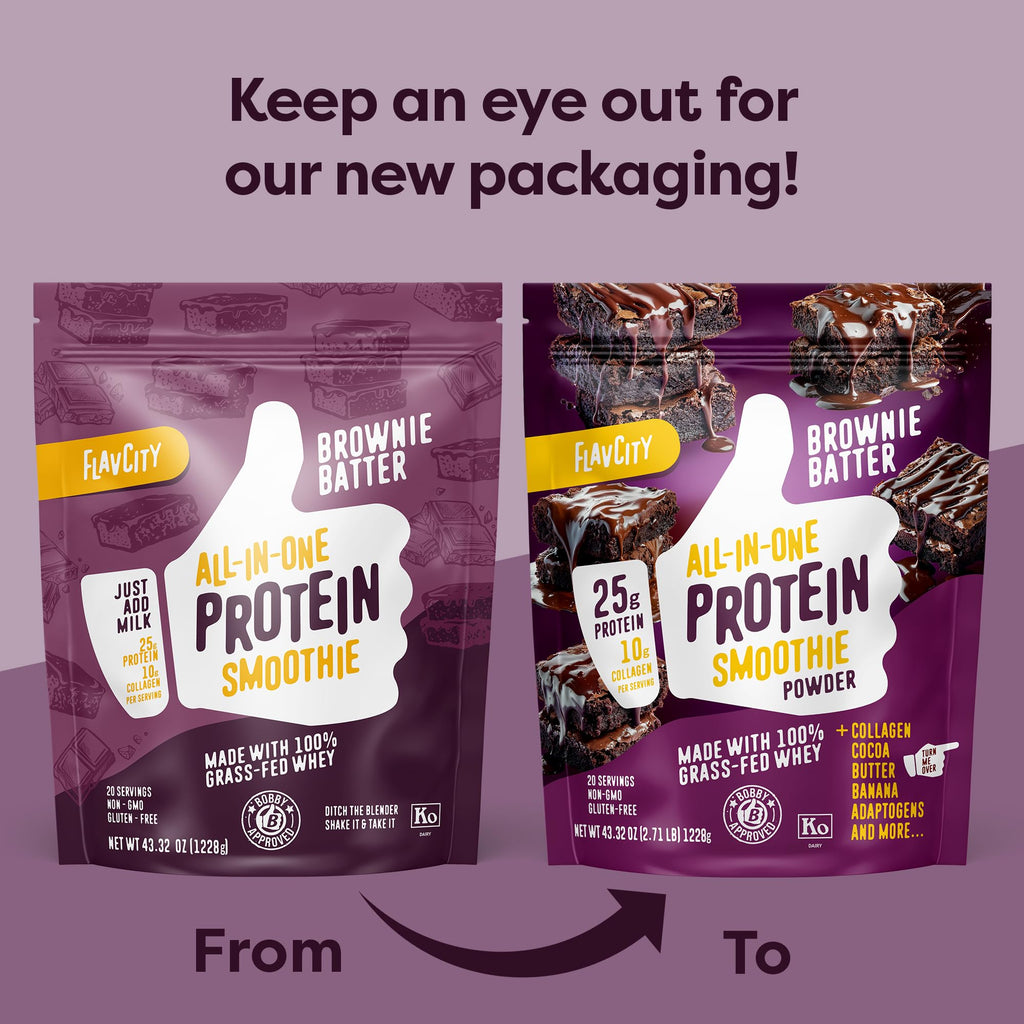 FlavCity Grass Fed Whey Chocolate Protein Powder - Chocolate Peanut Butter - 25g Protein & 10g Collagen - Made with Organic Cocoa & Coconut Milk - Gluten Free & No Added Sugars (20 Servings)