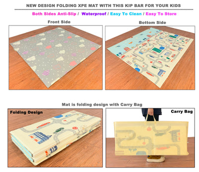 MARFULA Foldable Gymnastic Bar for Kids Ages 3-9, 9 Height Levels, 200 lbs Weight Capacity, 5 Ft Length Gymnastic Kip Bar with Mat, Gymnastic Equipment for Home and Gym Center Indoor Outdoor Use