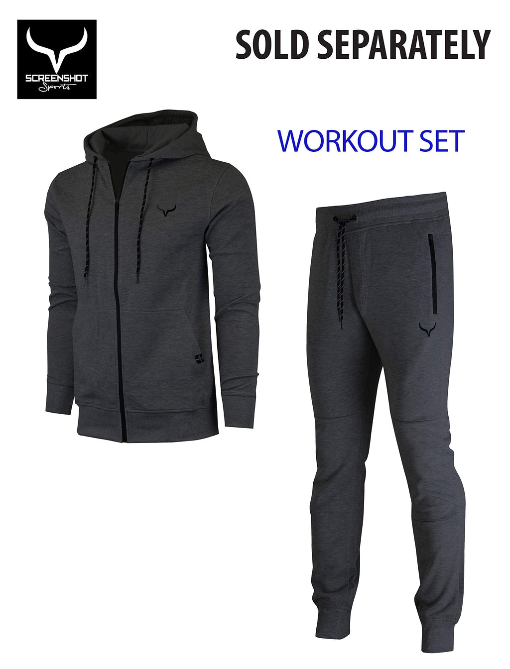 SCREENSHOT Sports Men's Gym Workout Full-Zip Hooded Active Sweatshirt