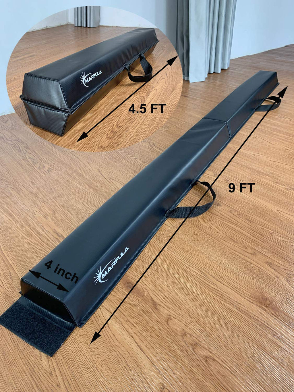 MARFULA Balance Beam - Folding Floor Gymnastics Equipment for Kids, Non Slip Base - 6 FT to 10 FT for Home Gym Use