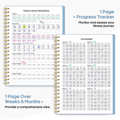 Fitness Workout Journal for Women & Men, A5(5.5" x 8.2") Workout Log Book Planner for Tracking, Progress, and Achieving Your Wellness Goals - Green
