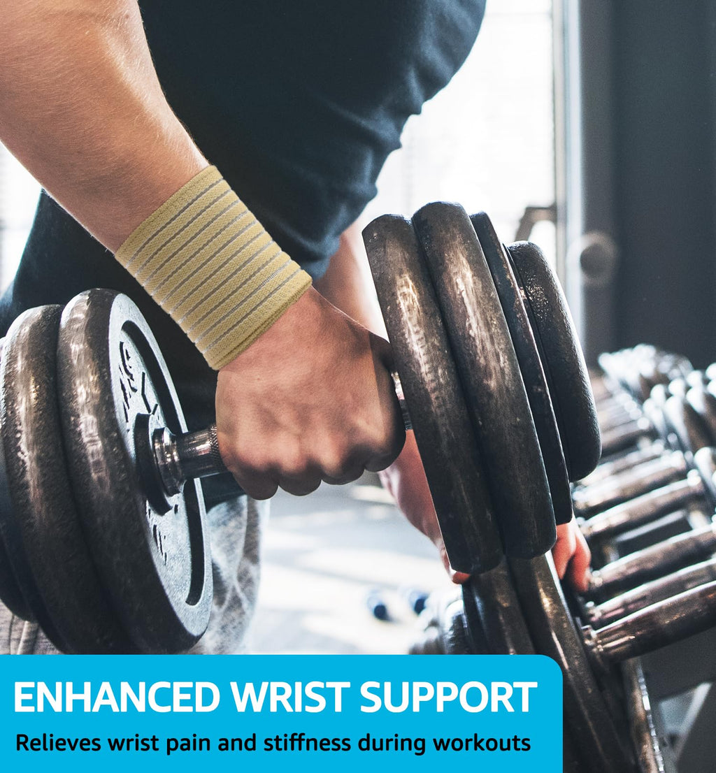 Compression Wrist Bands (2 PCS), High-Elastic Straps Wrist Wraps Wrist Brace for Sports Weightlifting Tennis Basketball Tendonitis Carpal Tunnel Arthritis - Breathable Fabric (Black)