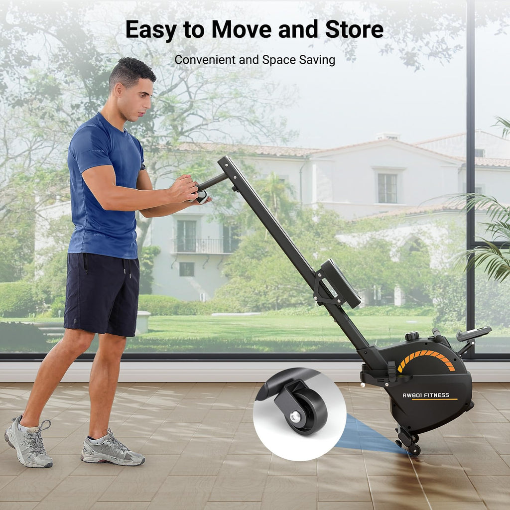 Dripex Rowing Machines for Home Use, Rowing Machine Magnetic Rower, 16 Levels of Workout Resistance, Max 350 LBS, Dual Slide Rail, Bluetooth App Compatible, LCD Monitor, Row Machine for Gym Exercise