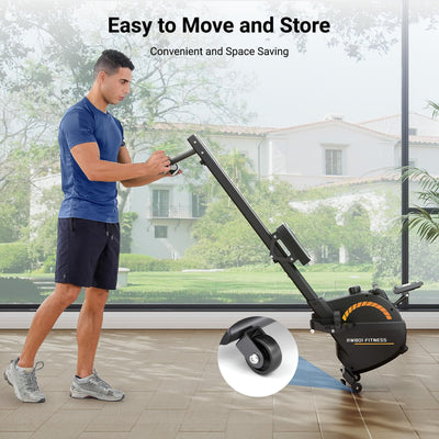 Dripex Rowing Machines for Home Use, Rowing Machine Magnetic Rower, 16 Levels of Workout Resistance, Max 350 LBS, Dual Slide Rail, Bluetooth App Compatible, LCD Monitor, Row Machine for Gym Exercise