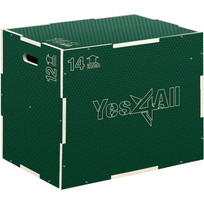 Yes4All 3 in 1 Non-Slip Wooden Plyo Box, Step Up Box for Workout, Plyometric Jump Box for Skipping, Jumping, Lunges, Squats, Dips