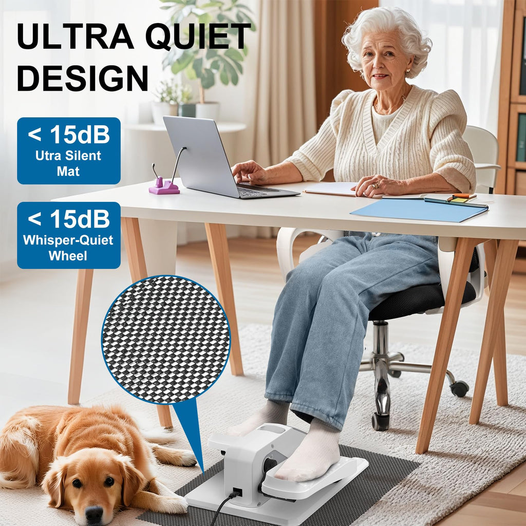 VIVURN-018 Under Desk Elliptical 12 Speed 5 Modes Mini Motorized Leg Exerciser While Sitting for Seniors As Seen on TV with Non-Slip Mat Quiet & Portable Electric Pedal Exerciser for Home and Office