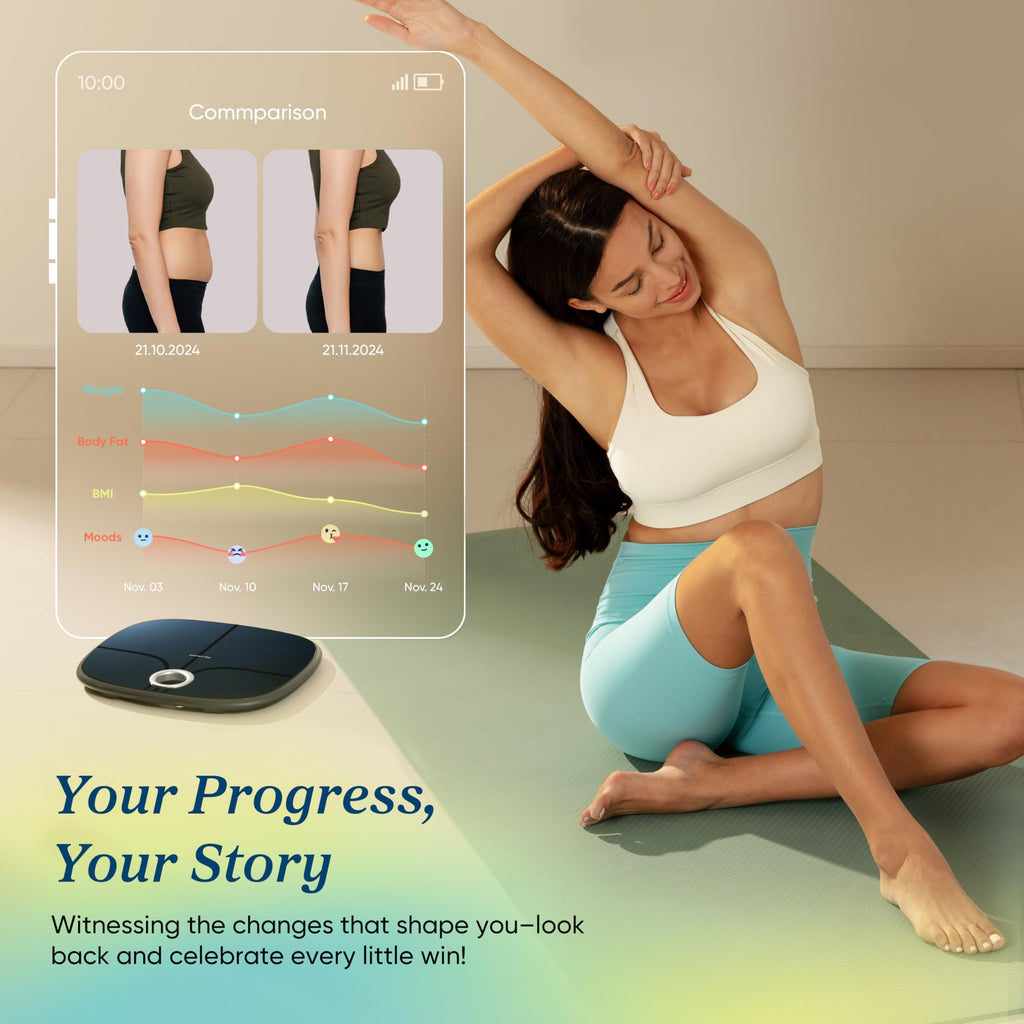 Etekcity Smart Rechargeable Scale for Body Weight, BMI, Fat, Muscle Mass, FSA&HSA Eligible, Digital Bathroom Scale with 13 Metrics, Secret Mode, Bluetooth Connect to Free Apps, Rainbow White