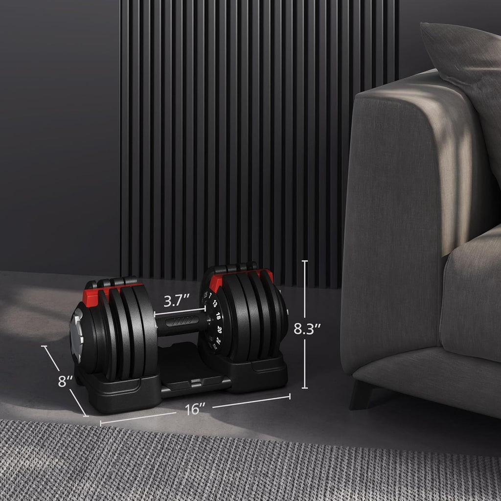 Yaheetech Adjustable Dumbbell Set 28/40/52.5/90LBS Adjustable Dumbbells Fast Adjust Dumbbell Weight Set with Anti-Slip Handle and Tray for Men/Women Home Gym Strength Training Equipment Single/Pair