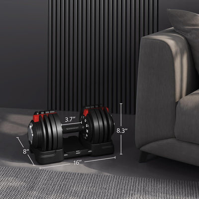 Yaheetech Adjustable Dumbbell Set 28/40/52.5/90LBS Adjustable Dumbbells Fast Adjust Dumbbell Weight Set with Anti-Slip Handle and Tray for Men/Women Home Gym Strength Training Equipment Single/Pair