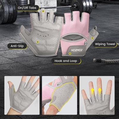 Ventilated Weight Lifting Gloves, Thick Padded Workout Gym Gloves with Full Palm Protection & Grip & Shock Absorption for Women & Men's Fitness Exercise Training