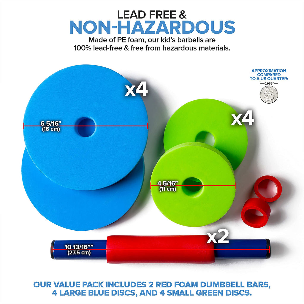 Modern Innovations Kids Weight Set (2 Pack) Toy Dumbbells, Baby Dumbbell Workout Weights, Fun Fitness and Exercise Equipment for Toddlers - Black & Gray…