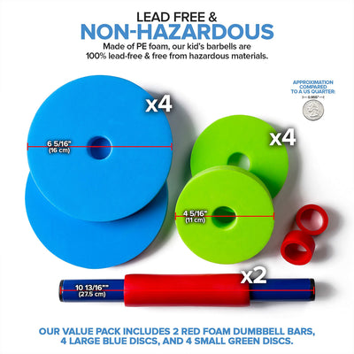 Modern Innovations Kids Weight Set (2 Pack) Toy Dumbbells, Baby Dumbbell Workout Weights, Fun Fitness and Exercise Equipment for Toddlers - Black & Gray…